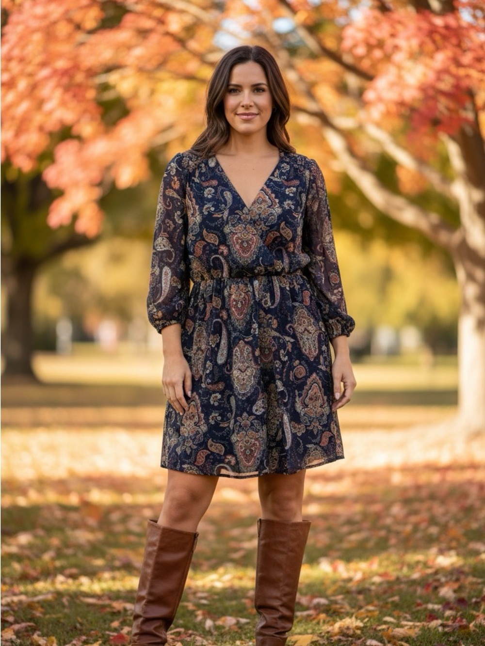 DR2 by Daniel Rainn Paisley V-Neck Dress - Picture 1 of 4